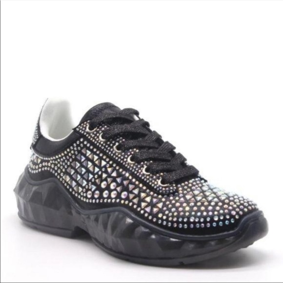 ⭐️Embellished Bling Sneakers in Black⭐️ - Picture 3 of 6